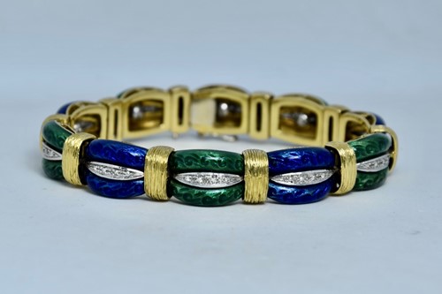 Vedere dettagli per BRACCIALE SEMIRIGIDO SMALTI E DIAMANTINI Immagine di BRACCIALE SEMIRIGIDO SMALTI E DIAMANTINI