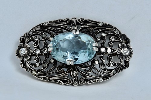 Vedere dettagli per SPILLA VINTAGE TOPAZIO AZZURRO Immagine di SPILLA VINTAGE TOPAZIO AZZURRO